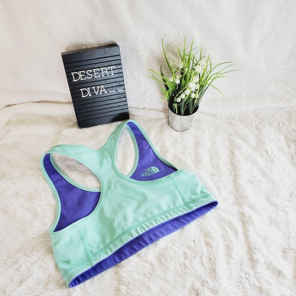 The North Face Womens Sports Bra Green S/ Reversible Racerback Active - Picture 3 of 6